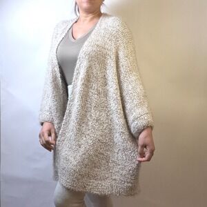 Secret Treasures Sleepwear Cozy Cardigan Sweater Open Front Knit XL 16 18 Cream
